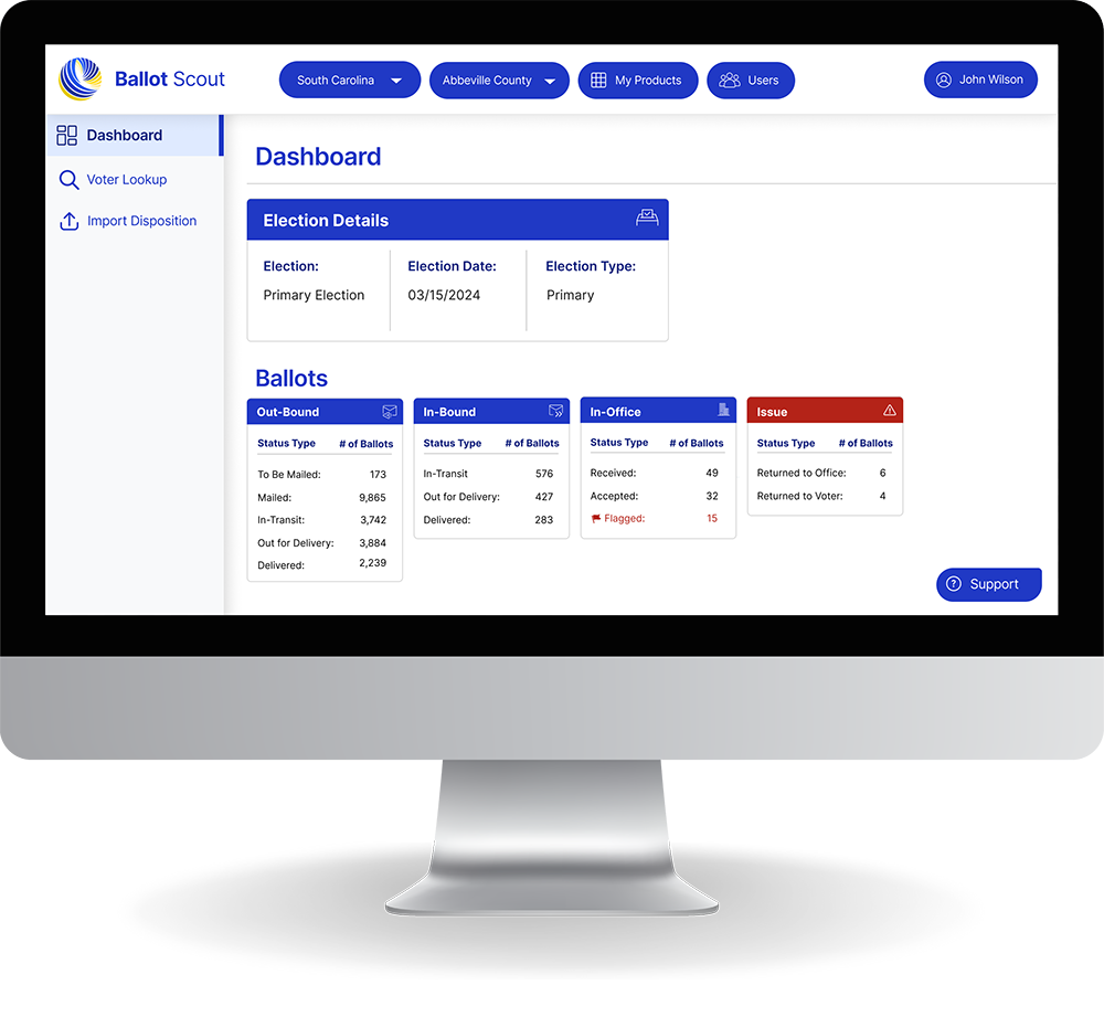 Ballot Scout on desktop monitor
